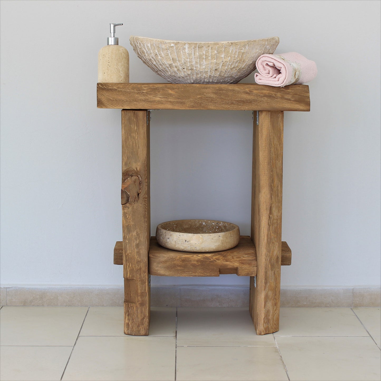 Rustic Solid Wood Bathroom Vanity, Real- Natural Wood Bathroom Vanities, Reclaimed Wood