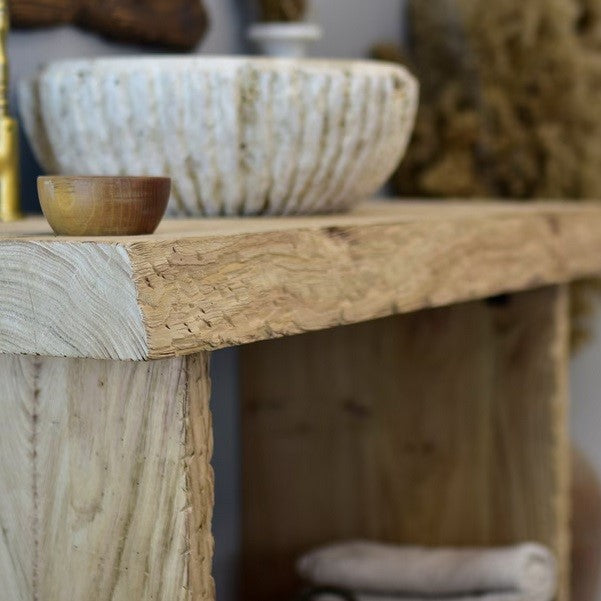 Floating Wood Bathroom Vanity, Solid Wood, Farmhouse Style