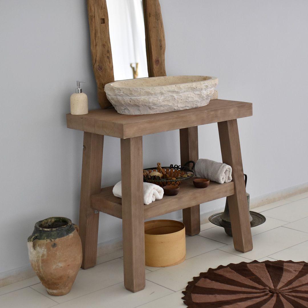 Rustic Solid Wood Bathroom Vanity, Real - Natural Wood Bathroom Vanities, Reclaimed Wood