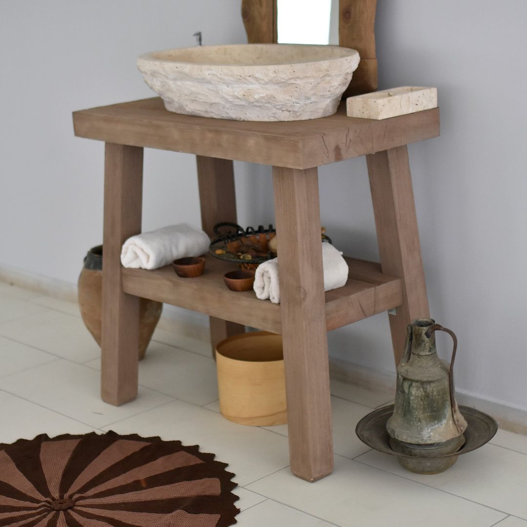 Rustic Solid Wood Bathroom Vanity, Real - Natural Wood Bathroom Vanities, Reclaimed Wood