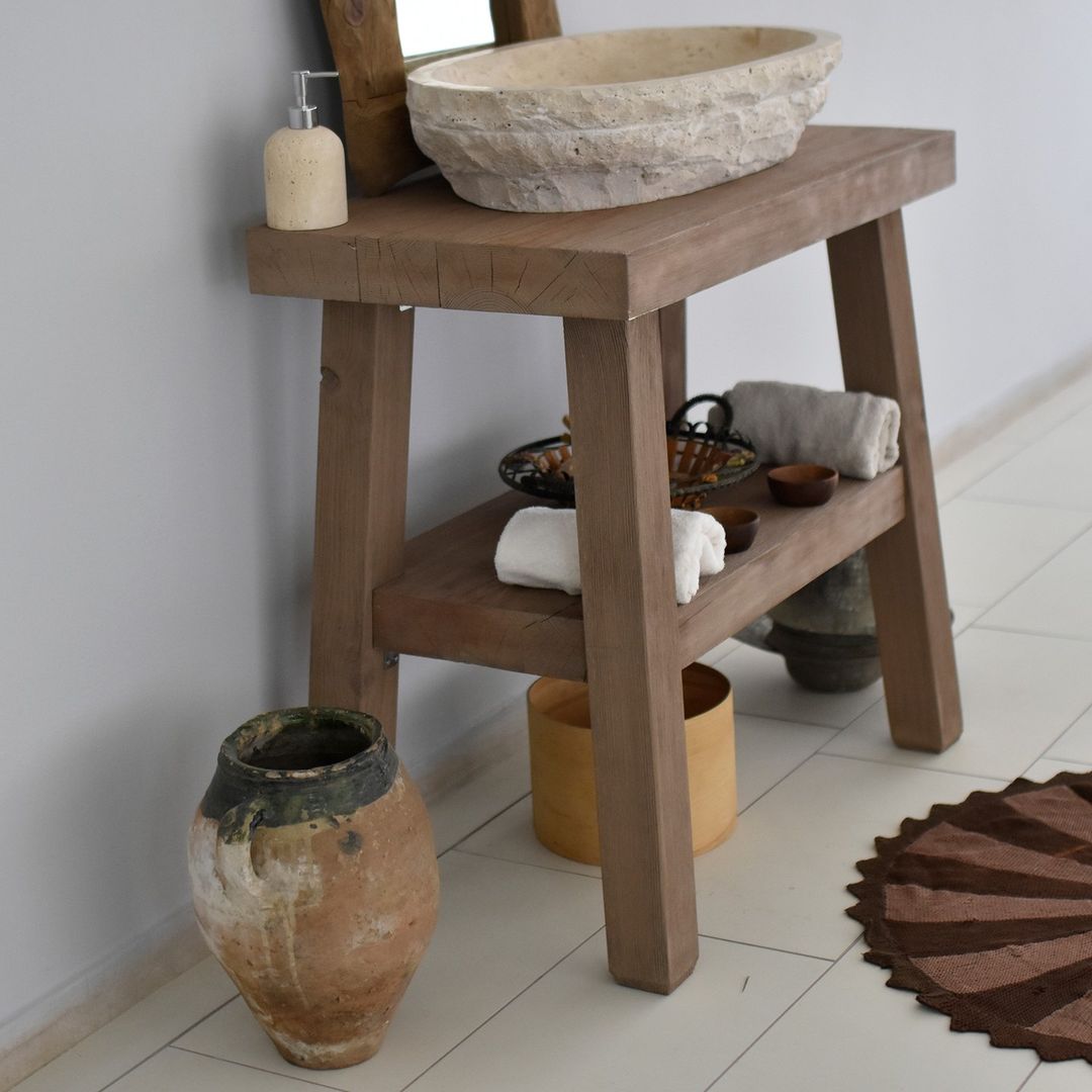 Rustic Solid Wood Bathroom Vanity, Real - Natural Wood Bathroom Vanities, Reclaimed Wood