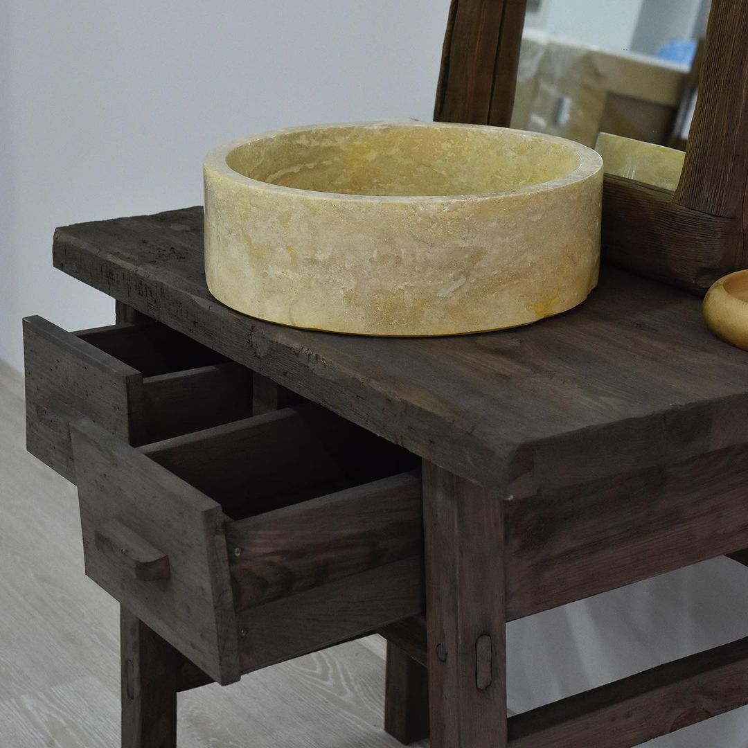 Wood Bathroom Vanity with Drawers, Rustic Solid Wood Bathroom Vanities