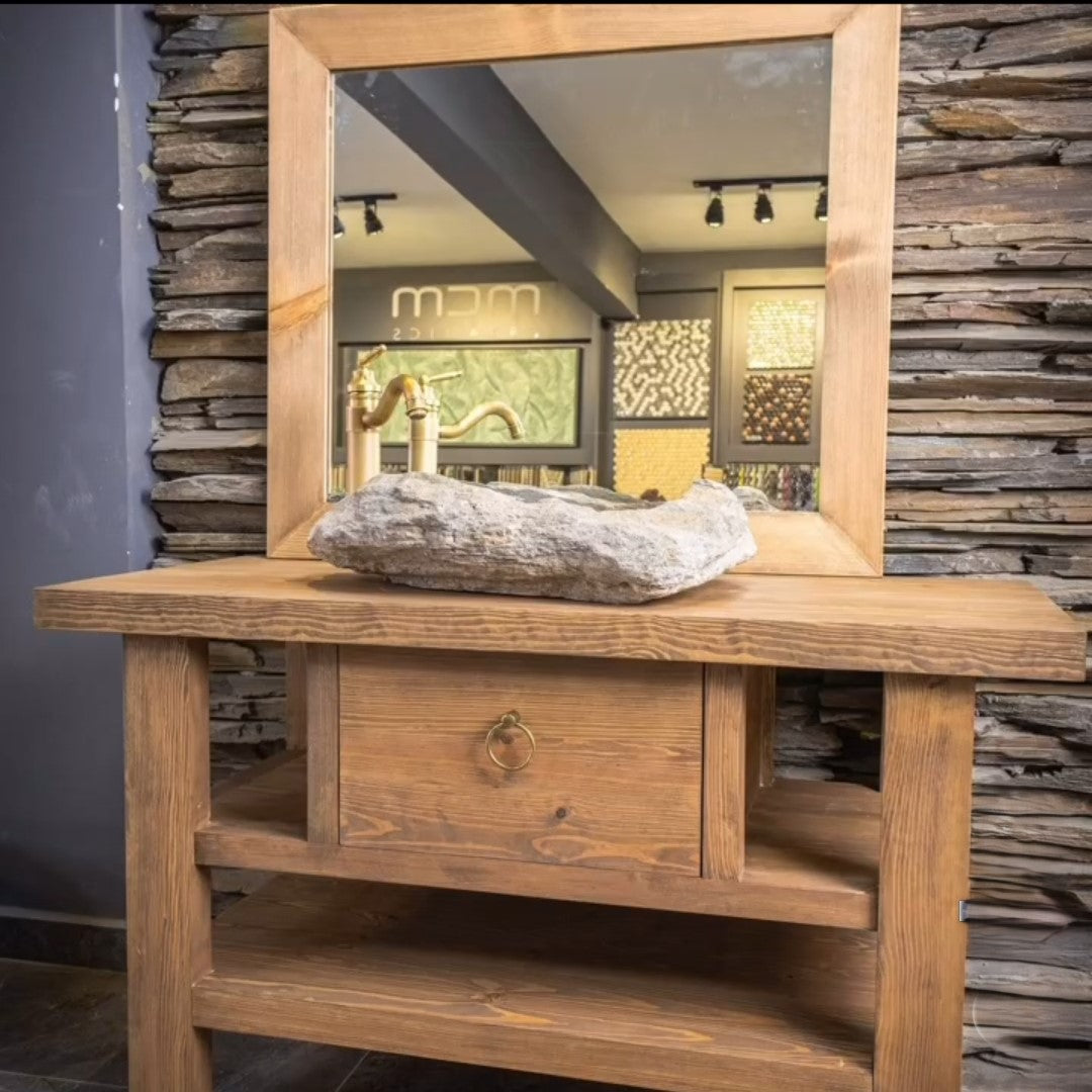 Wood Bathroom Vanity, Rustic Solid Wood Bathroom Vanities