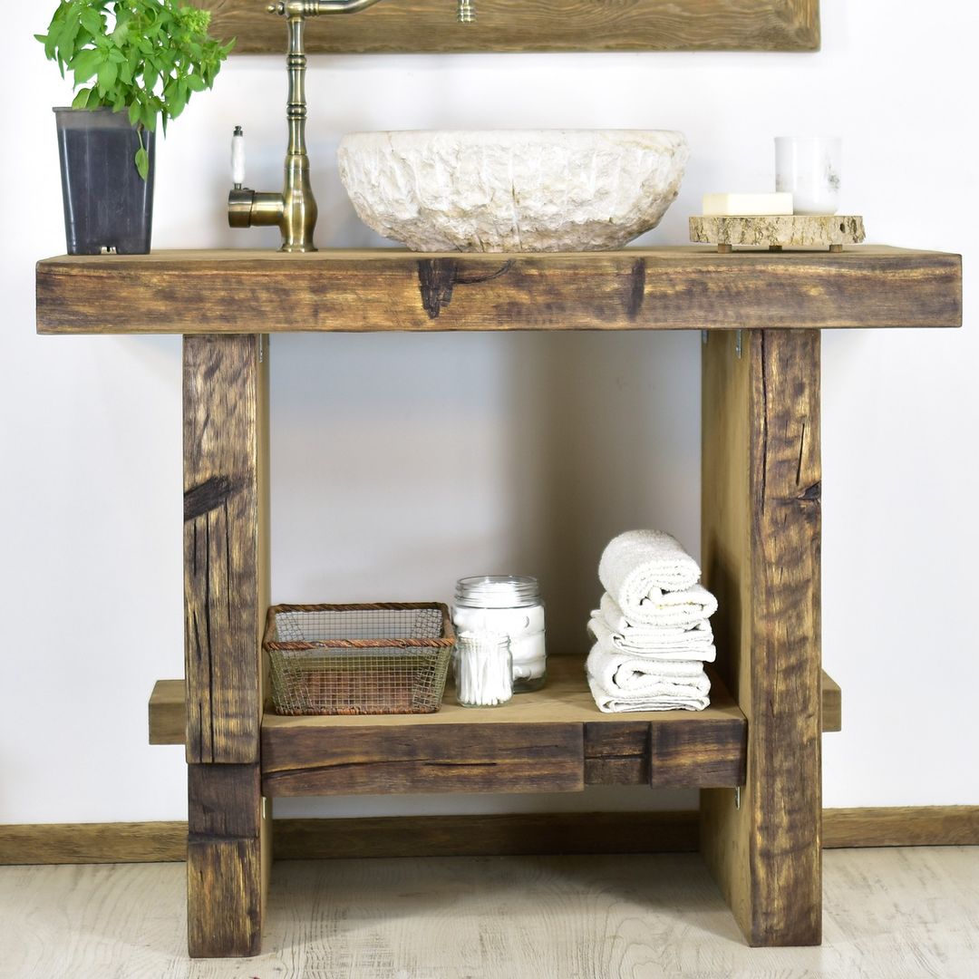 Rustic Wood Bathroom Vanity, Natural Wood Bathroom Vanity