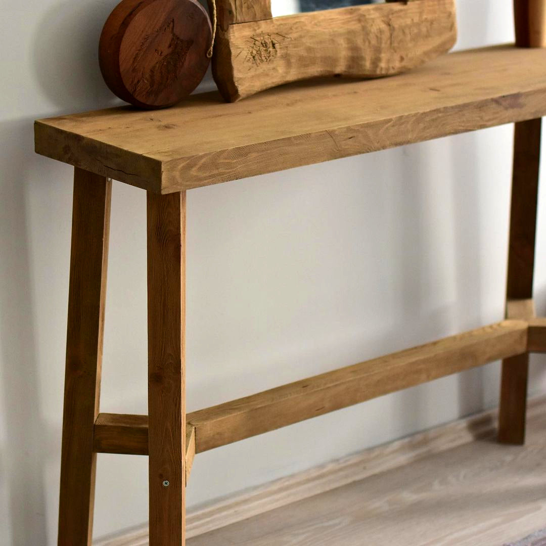 Mirrored Console Table, Unique Rustic Reclaimed Solid Wood, Custom Farmhouse Hallway Sofa Entrway Table Wooden Solid Foyer Entry Table