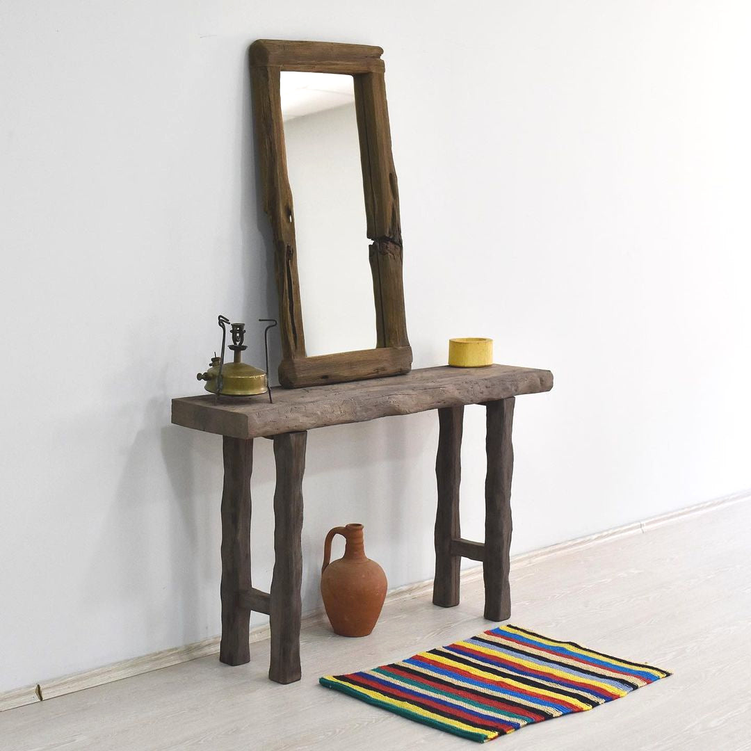 Solid Wood Console Table, Rustic Reclaimed Console Table, Custom Farmhouse Hallway Sofa Entrway Foyer Dresser Entry Table