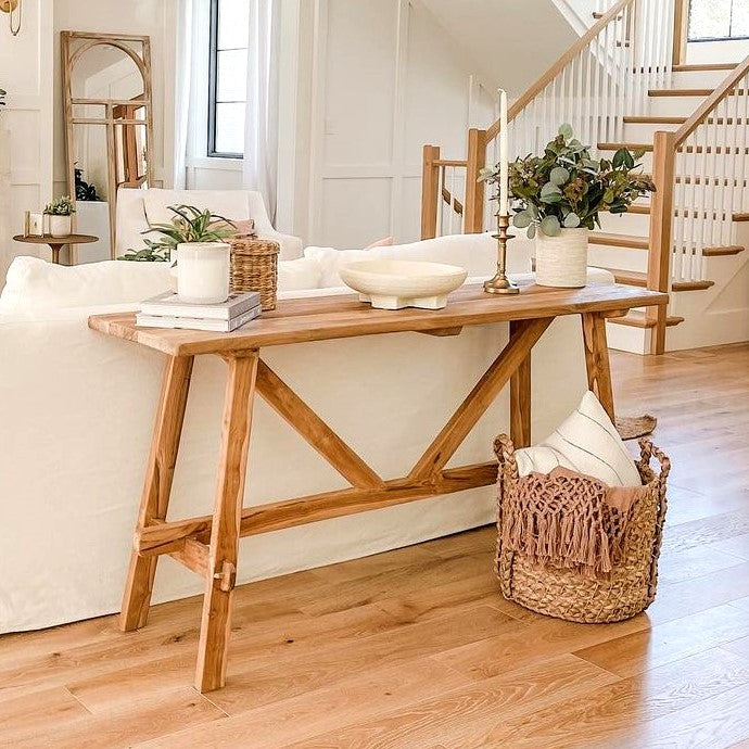 Long Wooden Console Table, Farmhouse Hallway Side Sofa Tall Table, Reclaimed Wood Dresser for Living Room