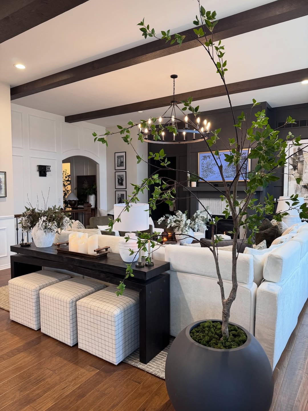 Rustic Wooden Black Console Table, Double Top, Reclaimed Solid Wood, Dresser Table