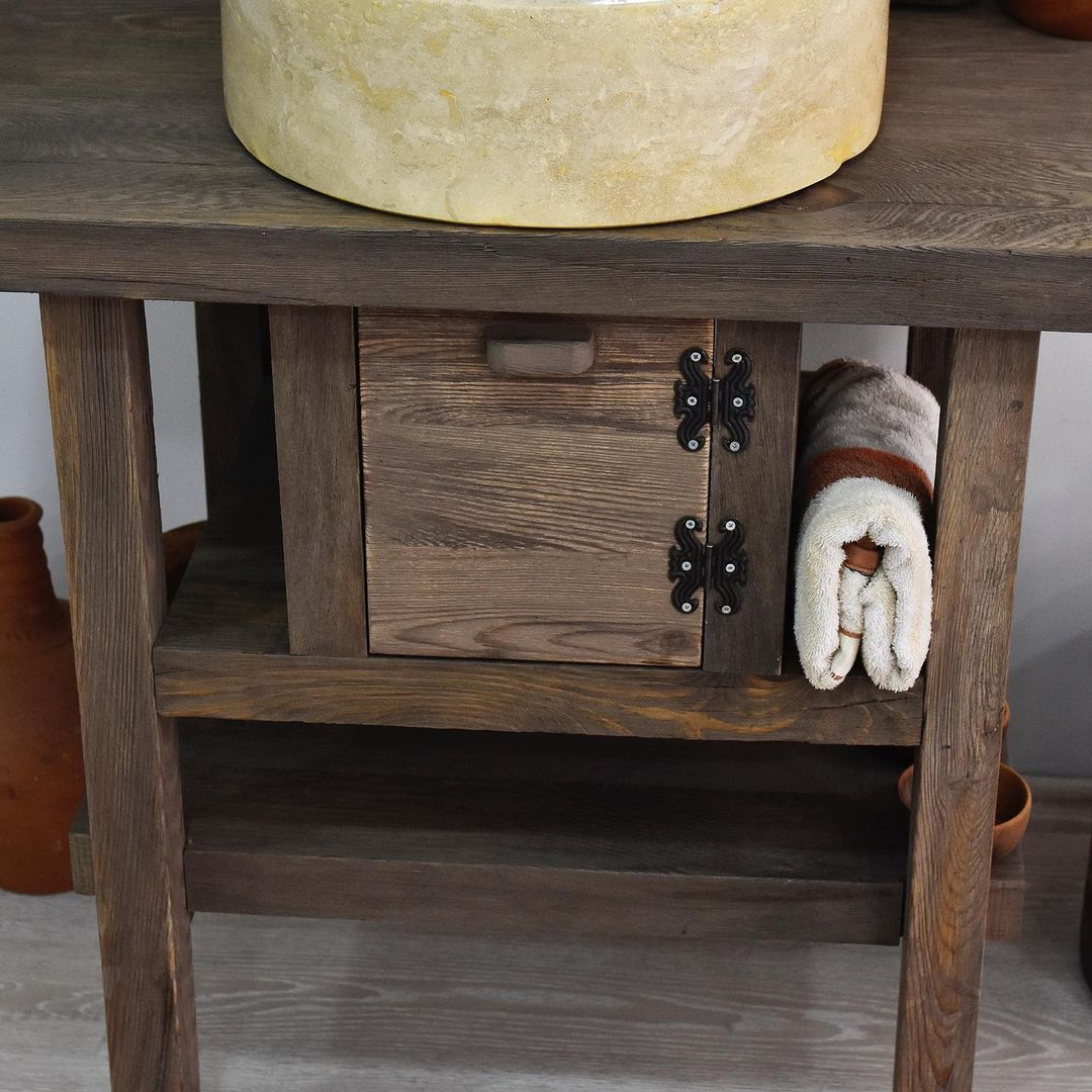 Wood Bathroom Vanity with Storage, Rustic Solid Wood Bathroom Vanities