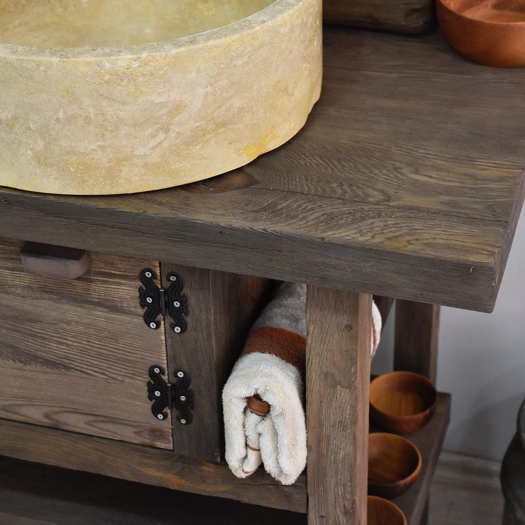 Wood Bathroom Vanity with Storage, Rustic Solid Wood Bathroom Vanities