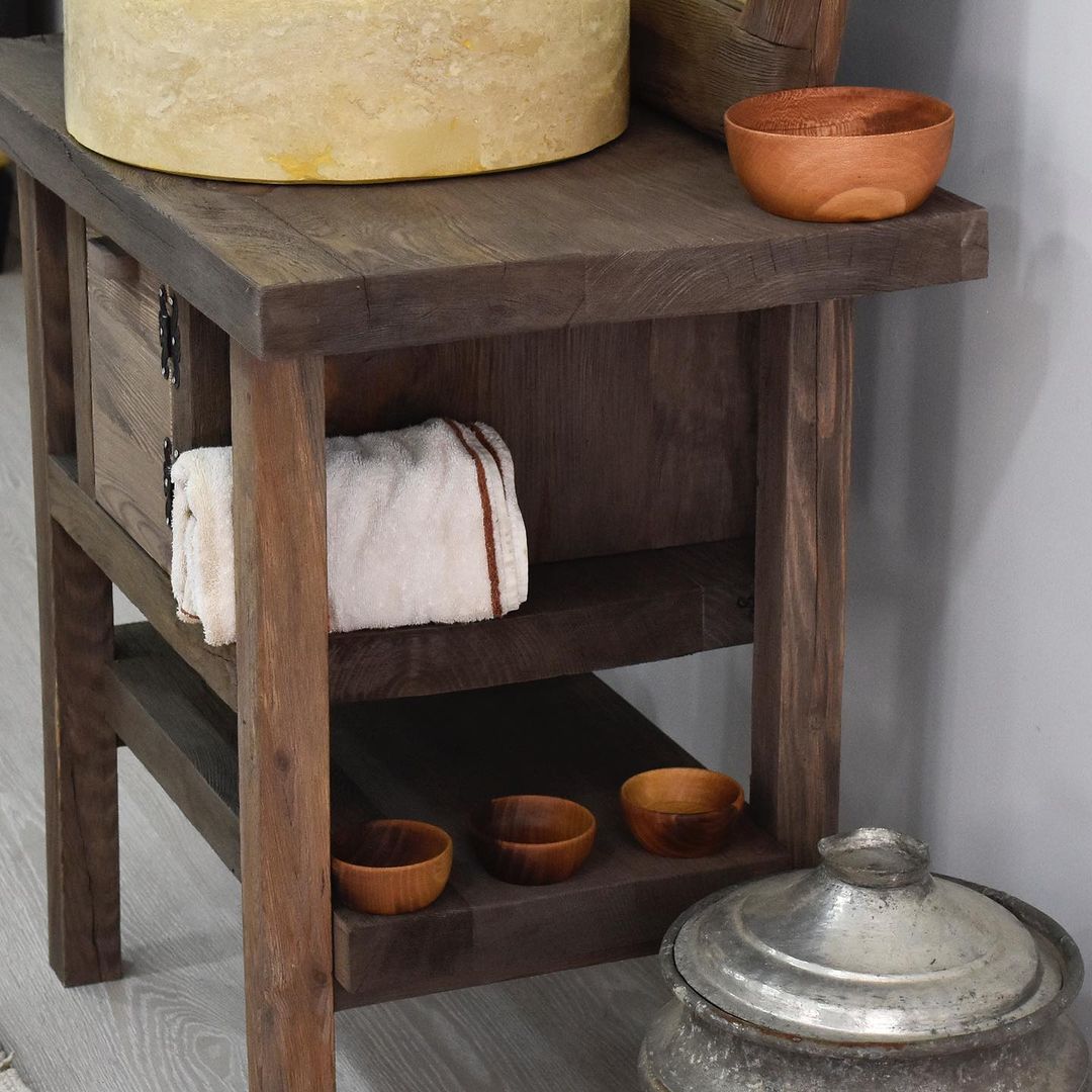 Wood Bathroom Vanity with Storage, Rustic Solid Wood Bathroom Vanities