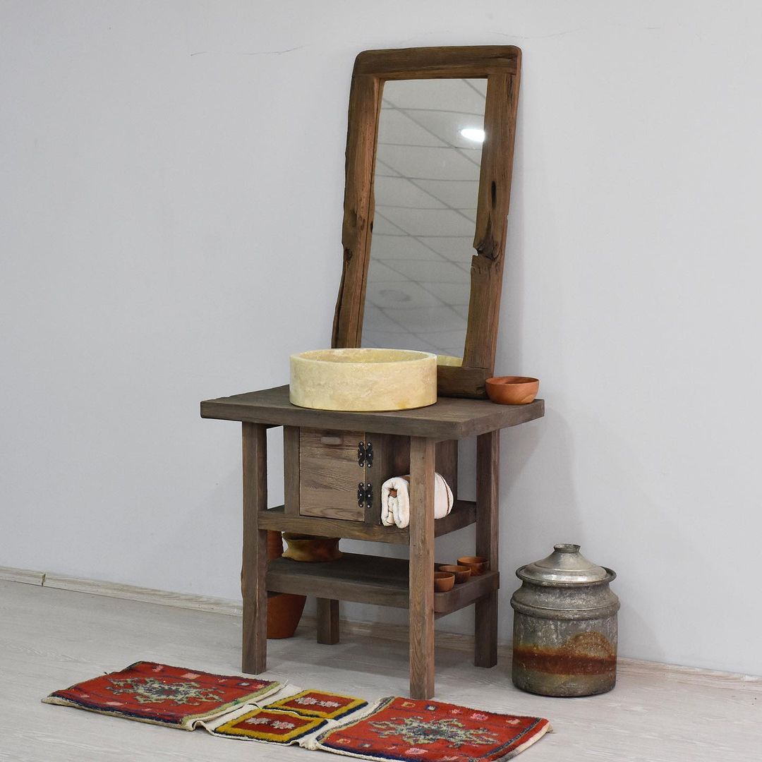 Wood Bathroom Vanity with Storage, Rustic Solid Wood Bathroom Vanities