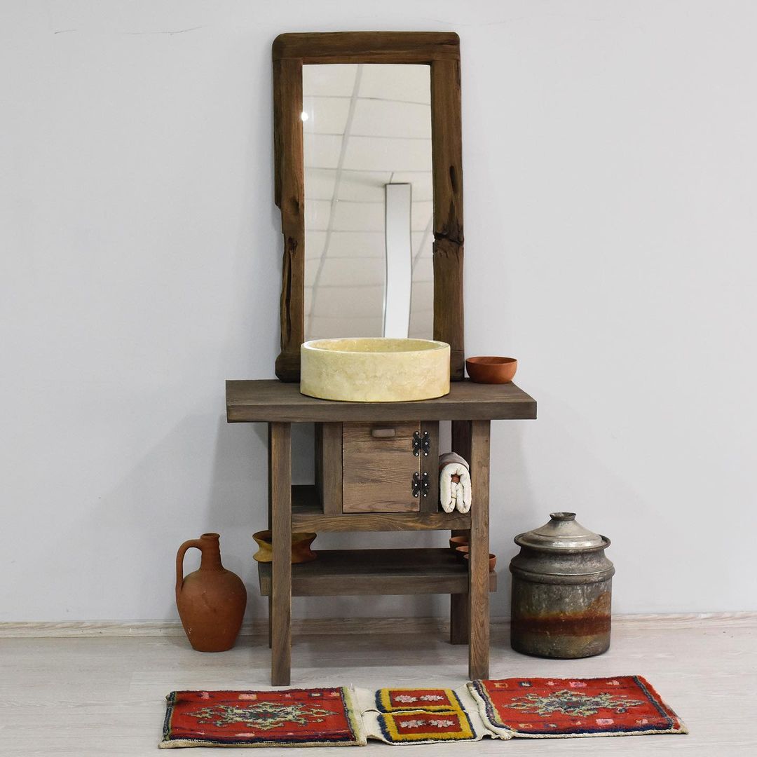 Wood Bathroom Vanity with Storage, Rustic Solid Wood Bathroom Vanities