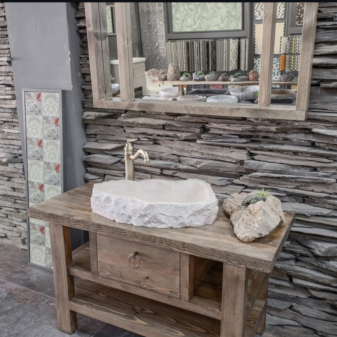 Wood Bathroom Vanity, Rustic Solid Wood Bathroom Vanities