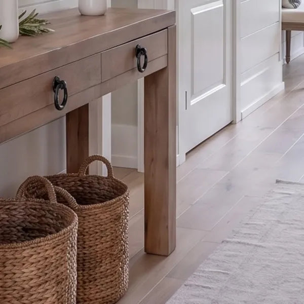 Chunky Solid Wood 2-Drawer Entryway Console Table