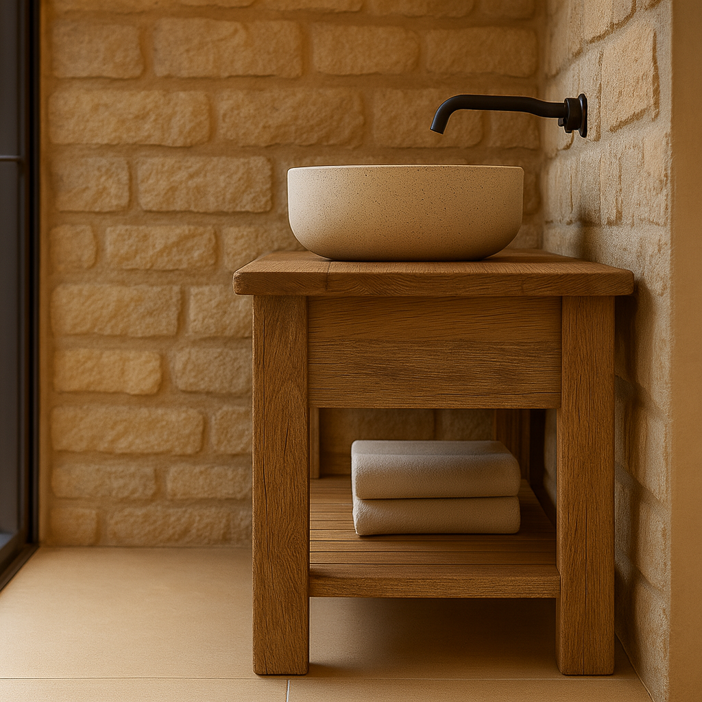 Wood Bathroom Vanity with 2 Drawers, Rustic Solid Wood Bathroom Vanities, Reclaimed Wood