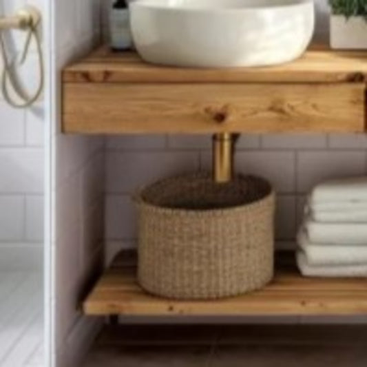 Floating Wood Bathroom Vanity with Drawers, Solid Wood, Farmhouse Style