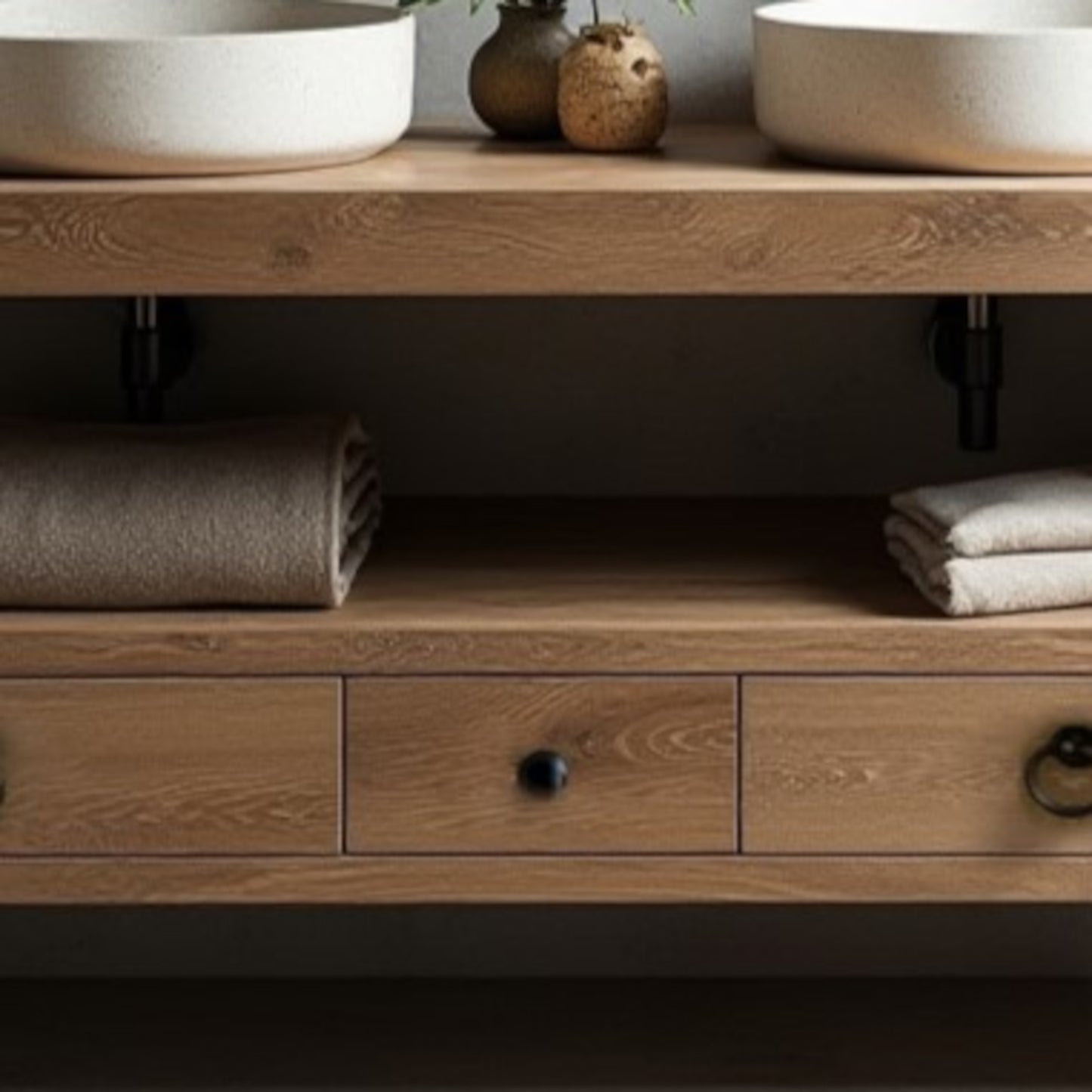 Wooden Bathroom Vanity With Drawers, Reclaimed Solid Wood