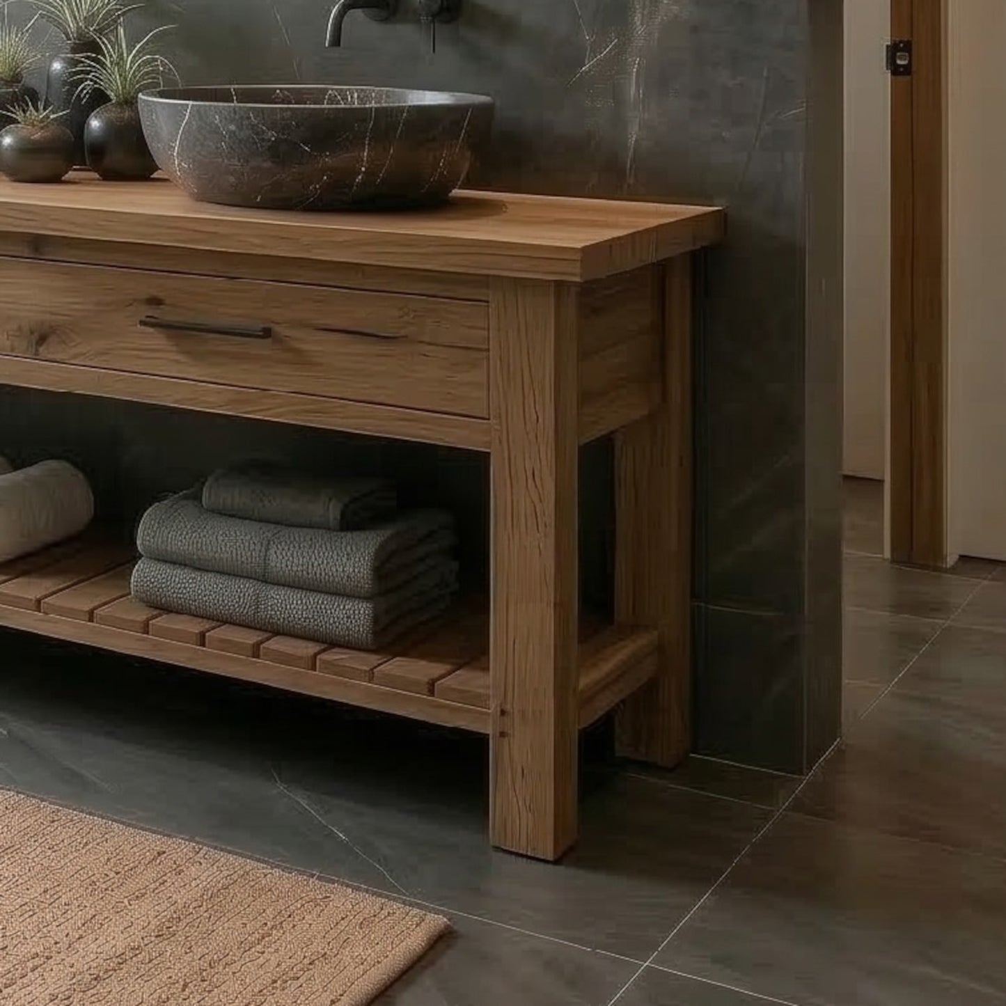 Rustic Bathroom Vanity with Drawers, Reclaimed Solid Wood Double or Single Sink