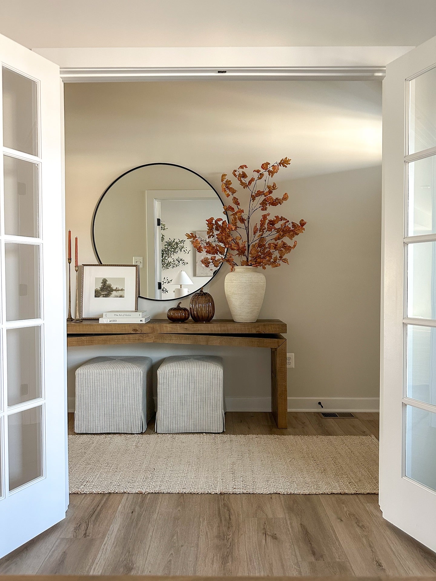 Rustic Wooden Console Table, Double Top, Reclaimed Solid Wood, Dresser Wood Table