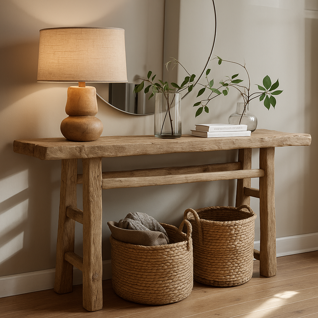 Rustic Console Table Behind Sofa, Hallway Entrway Table, Rustic Custom Reclaimed Wooden Table, Solid Live Edge Luxury End Table, Entry Kitchen Side Table