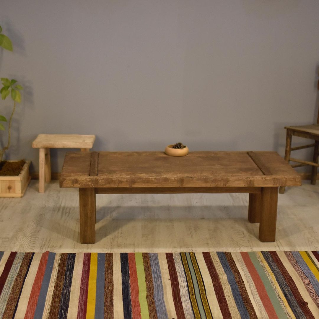 Wood Coffee Table, Rustic Coffee Table, Rectangle Dark Wood Coffee Table