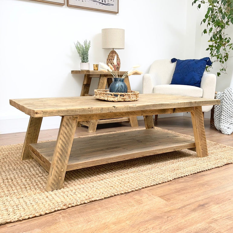 Wooden Coffee Table, Rectangular Reclaimed Wood Coffee Table