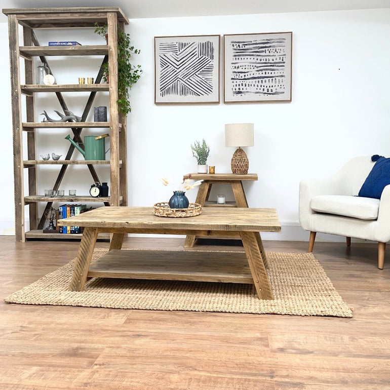 Wooden Coffee Table, Rectangular Reclaimed Wood Coffee Table