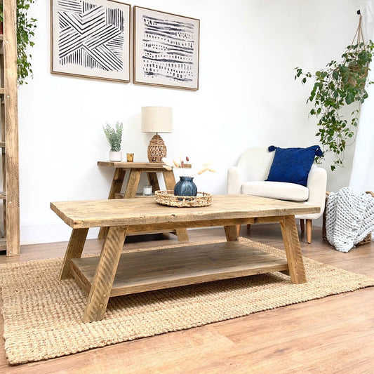 Wooden Coffee Table, Rectangular Reclaimed Wood Coffee Table