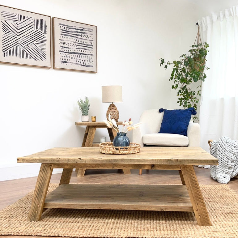 Wooden Coffee Table, Rectangular Reclaimed Wood Coffee Table