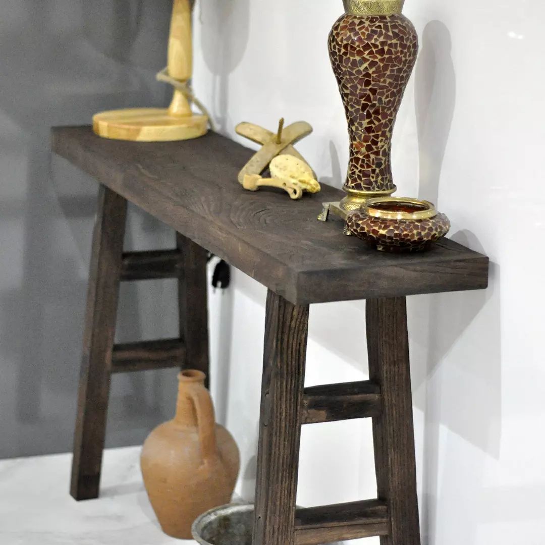 Narrow Console Table, Unique Rustic Reclaimed Solid Wood, Custom Farmhouse Hallway Sofa Entrway Wooden Solid Foyer Dresser Entry Table