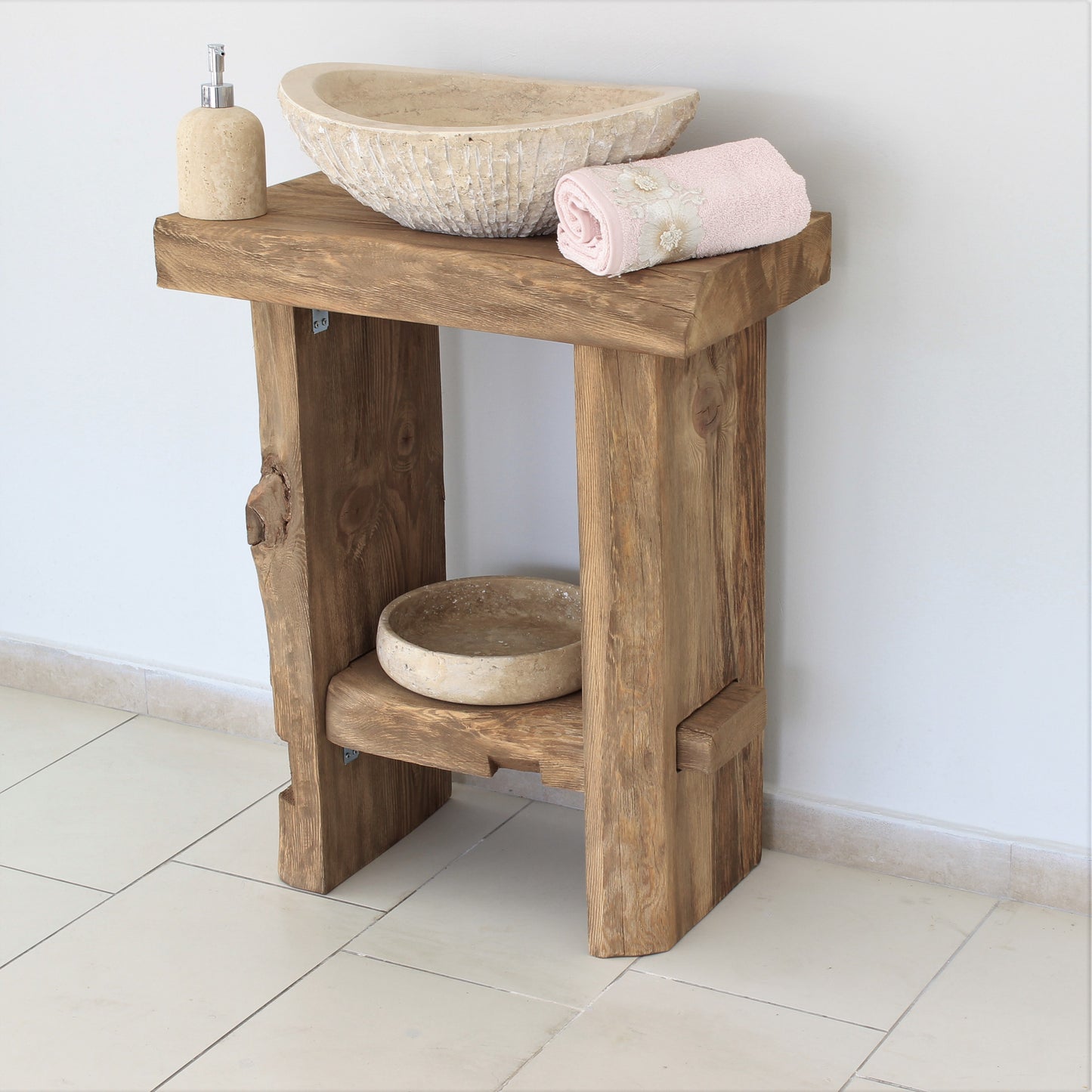 Rustic Solid Wood Bathroom Vanity, Real- Natural Wood Bathroom Vanities, Reclaimed Wood
