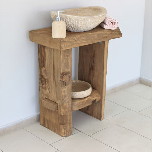 Rustic Solid Wood Bathroom Vanity, Real- Natural Wood Bathroom Vanities, Reclaimed Wood