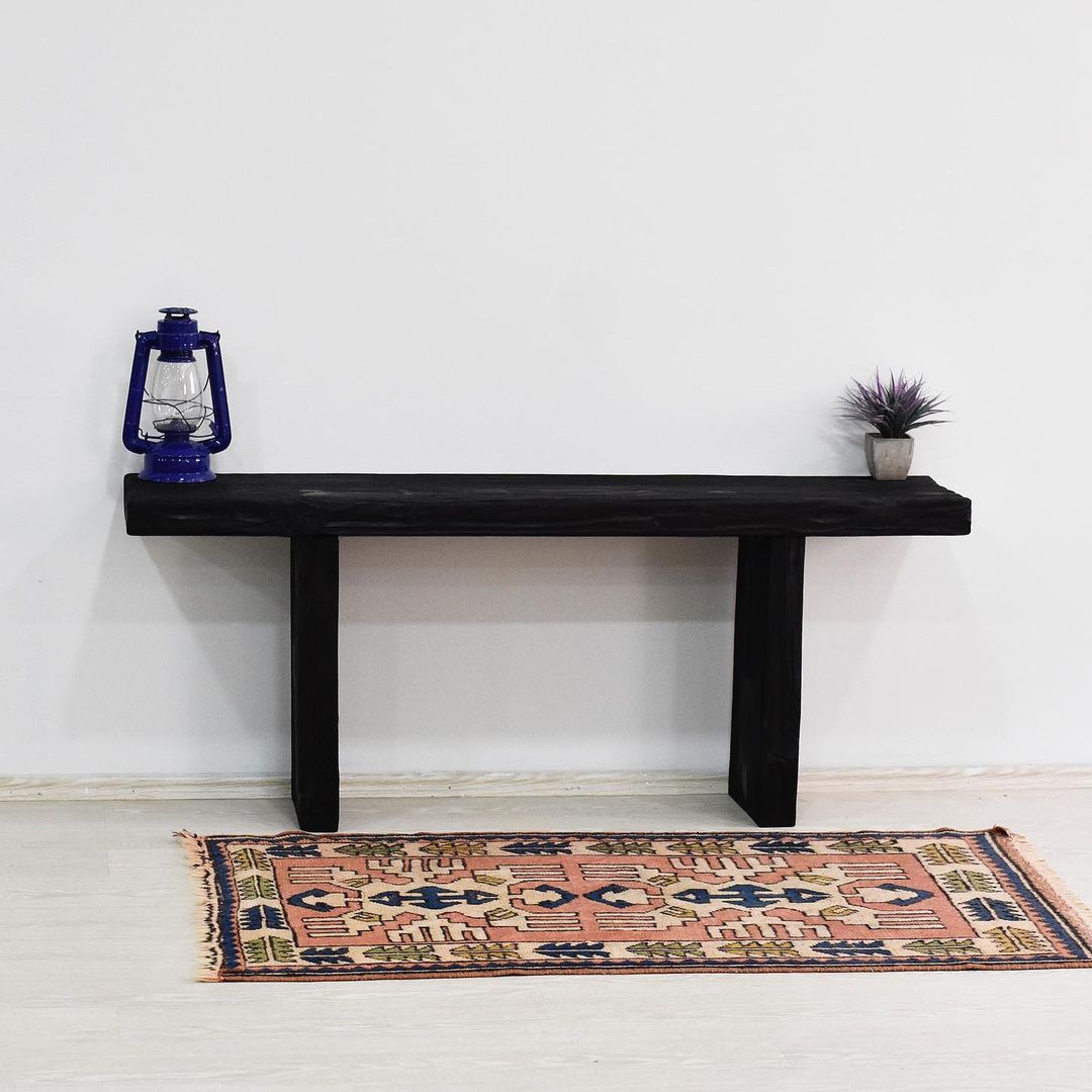 Black Wood Bench, Rustic Wood Bench, Indoor Wood Bench, Wooden Entryway Bench