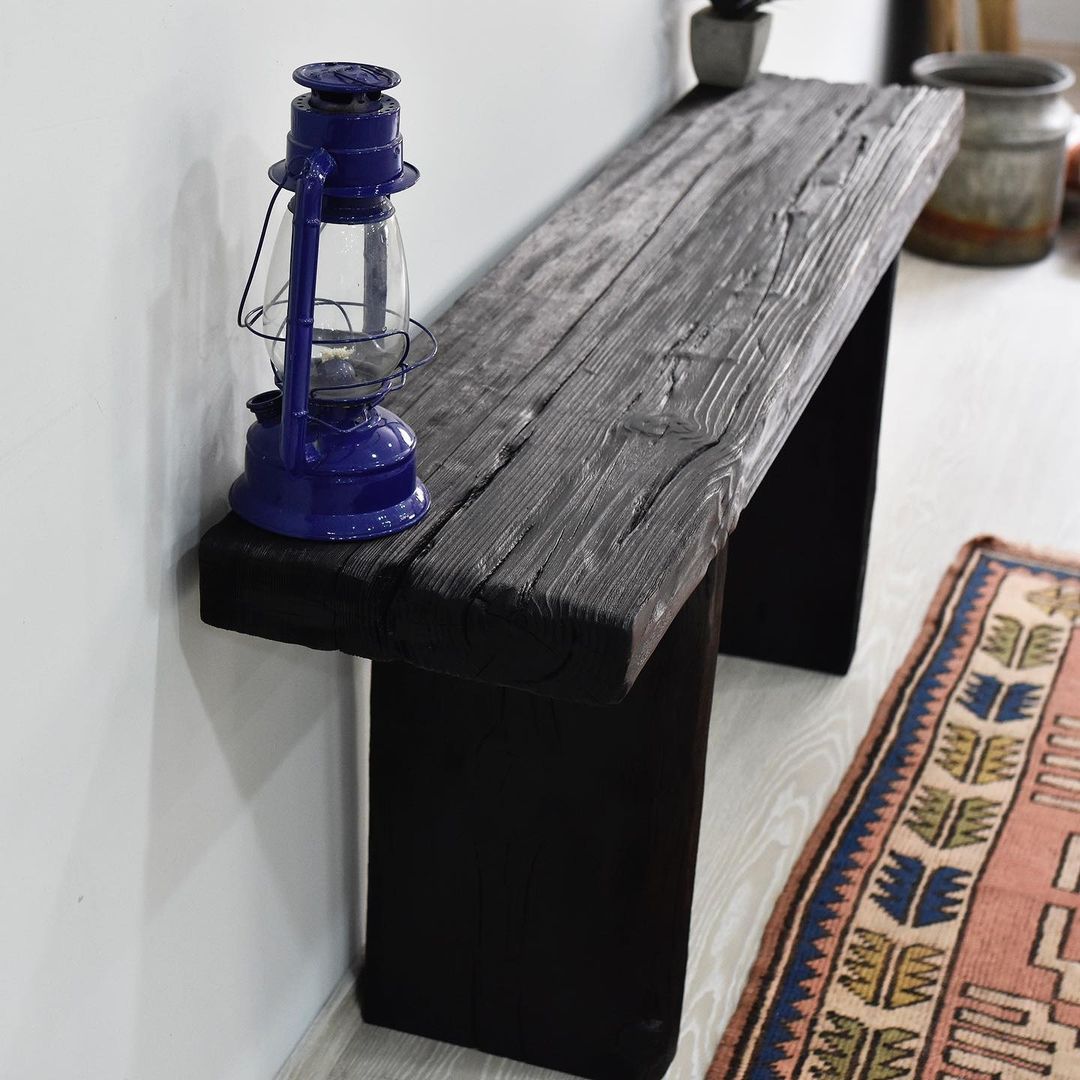 Black Wood Bench, Rustic Wood Bench, Indoor Wood Bench, Wooden Entryway Bench