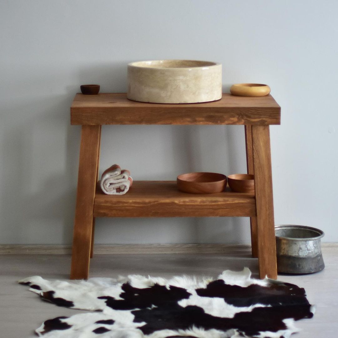 Handmade Rustic Bathroom Vanity, Reclaimed Wood Solid Bathroom Vanity, Handcrafted Live Edge