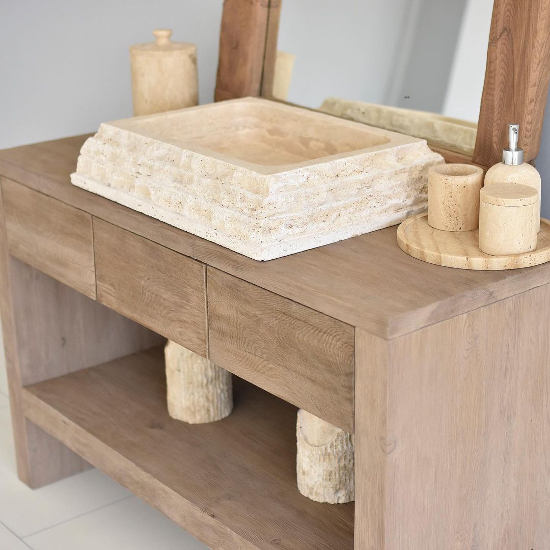 Wooden Bathroom Vanity With Drawers, Reclaimed Solid Wood