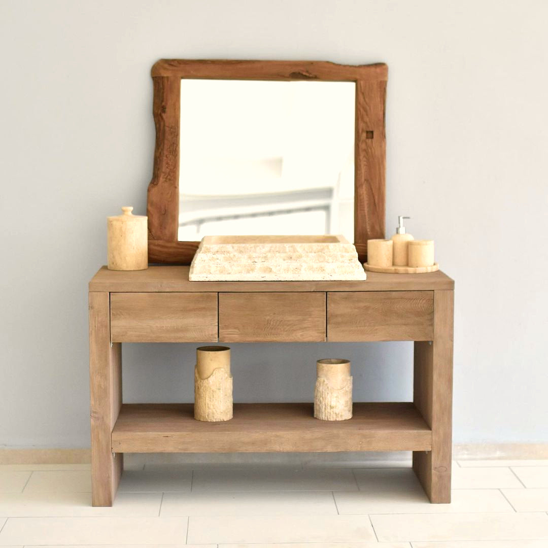 Wooden Bathroom Vanity With Drawers, Reclaimed Solid Wood