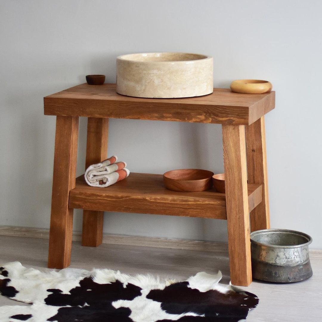 Handmade Rustic Bathroom Vanity, Reclaimed Wood Solid Bathroom Vanity, Handcrafted Live Edge