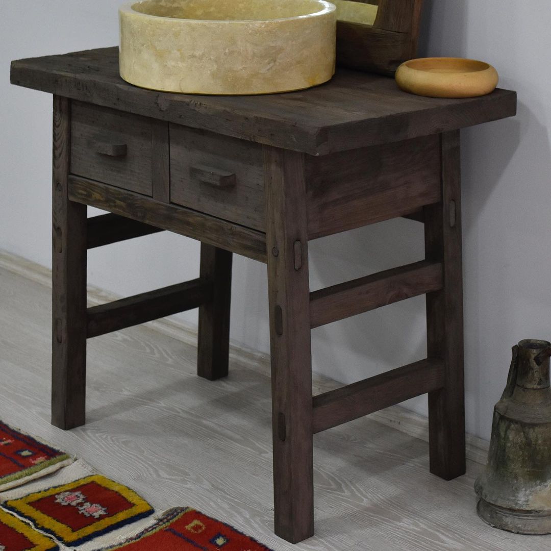 Wood Bathroom Vanity with Drawers, Rustic Solid Wood Bathroom Vanities