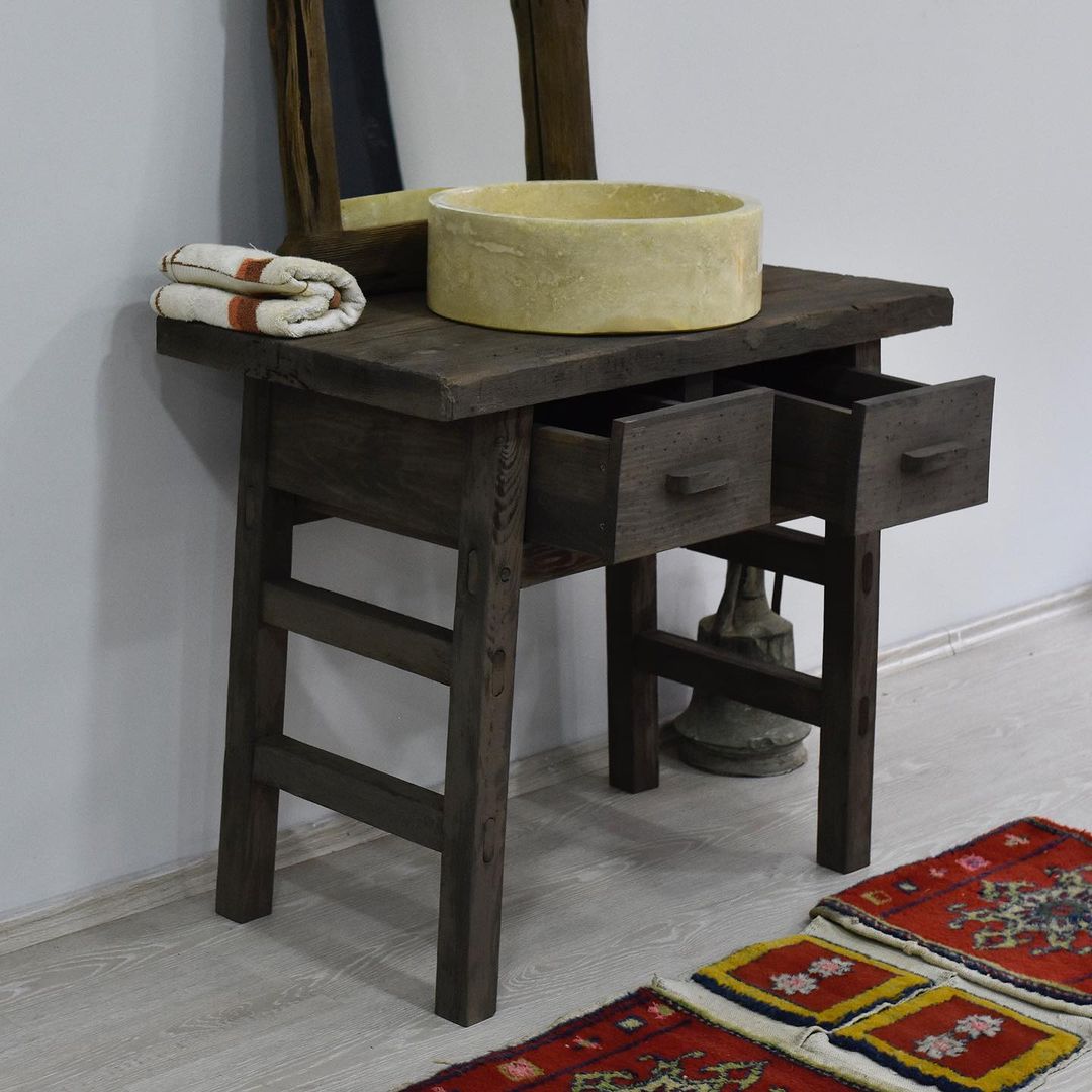 Wood Bathroom Vanity with Drawers, Rustic Solid Wood Bathroom Vanities
