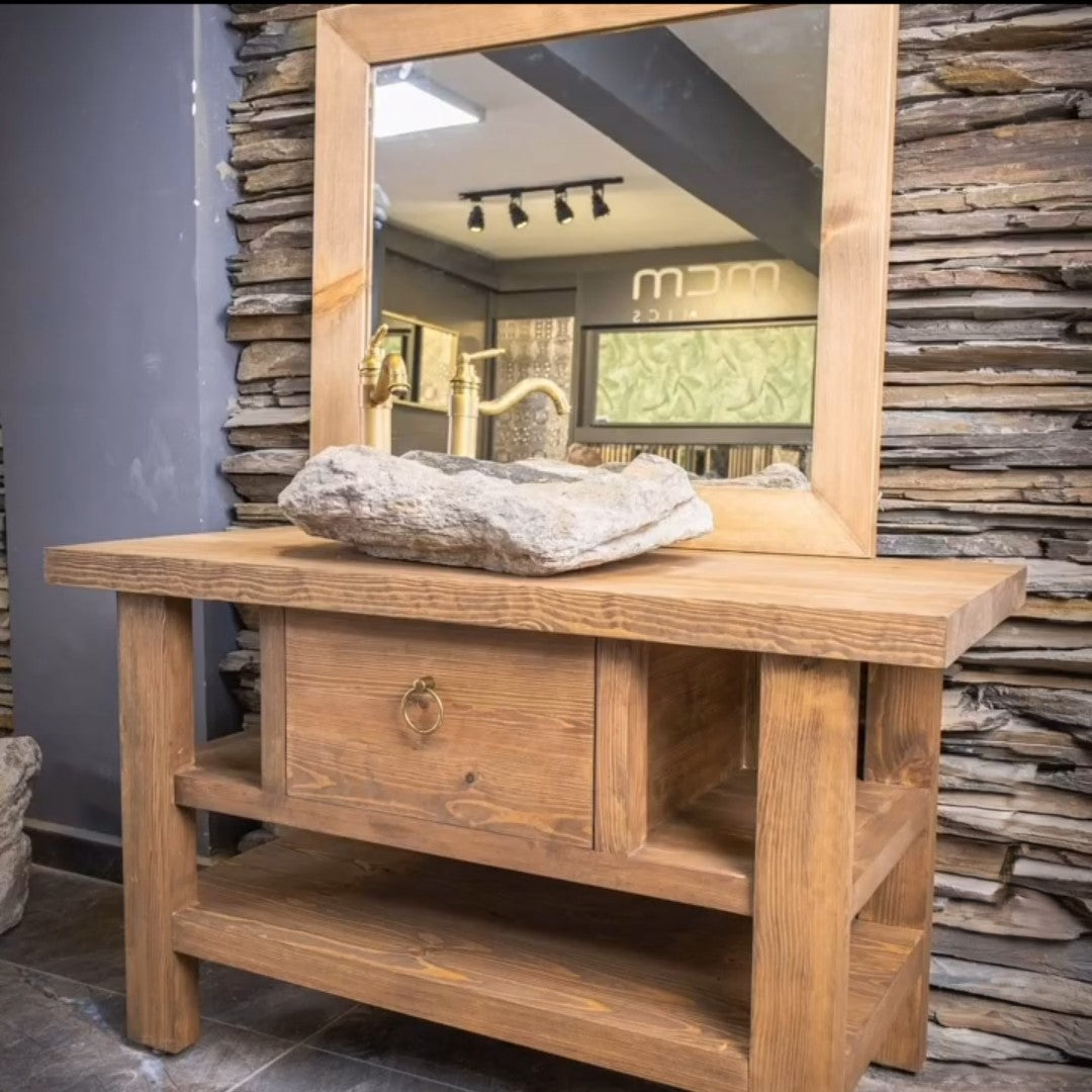 Wood Bathroom Vanity, Rustic Solid Wood Bathroom Vanities