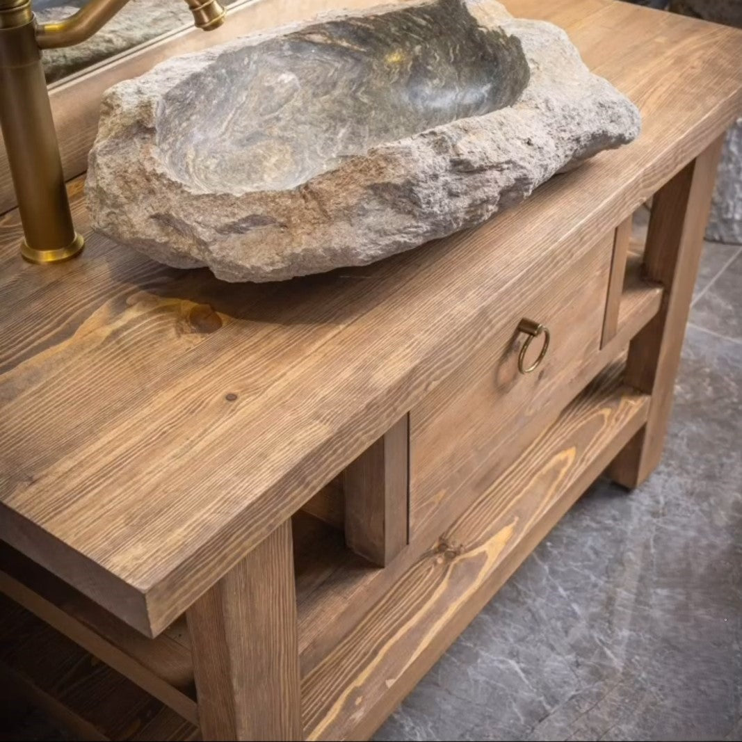 Wood Bathroom Vanity, Rustic Solid Wood Bathroom Vanities