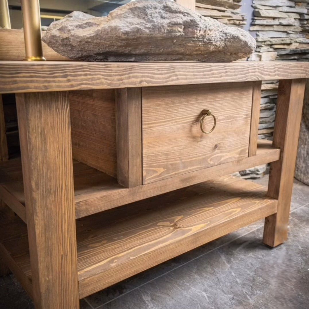 Wood Bathroom Vanity, Rustic Solid Wood Bathroom Vanities