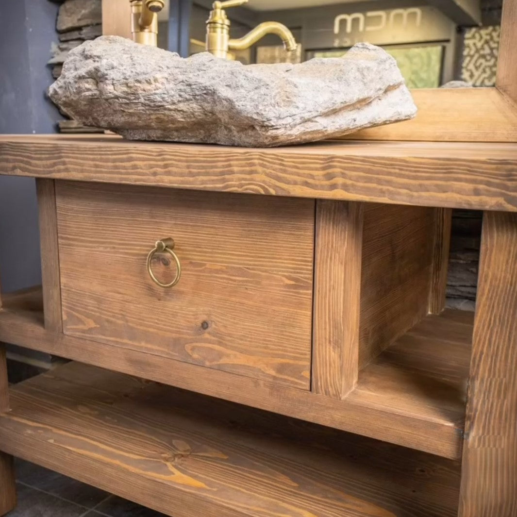 Wood Bathroom Vanity, Rustic Solid Wood Bathroom Vanities