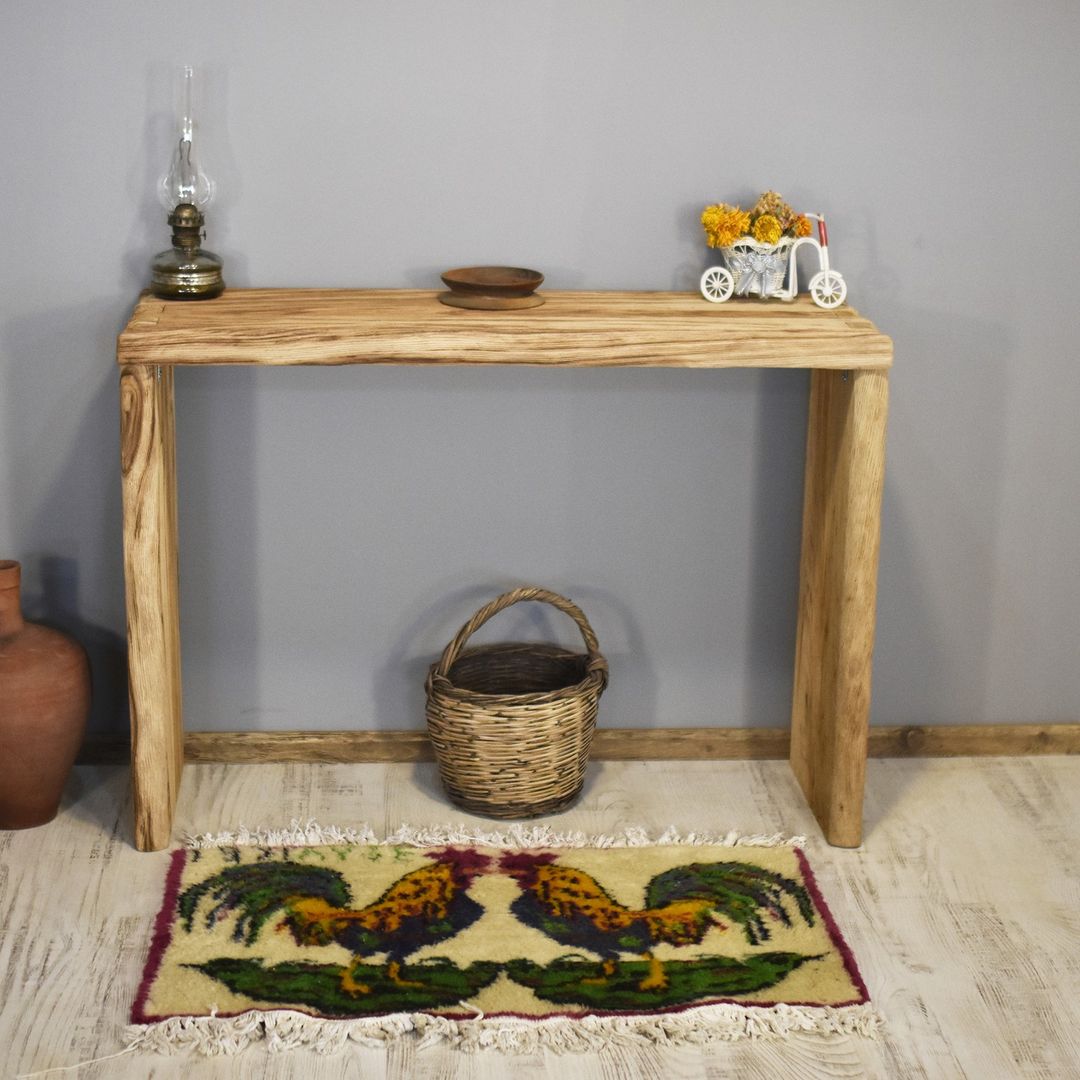 Burl Wood Console Table, Rustic Reclaimed Solid Wood, Custom Farmhouse Hallway Sofa Entrway Wooden Solid Foyer Dresser Entry Table