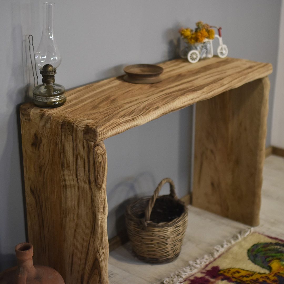 Burl Wood Console Table, Rustic Reclaimed Solid Wood, Custom Farmhouse Hallway Sofa Entrway Wooden Solid Foyer Dresser Entry Table