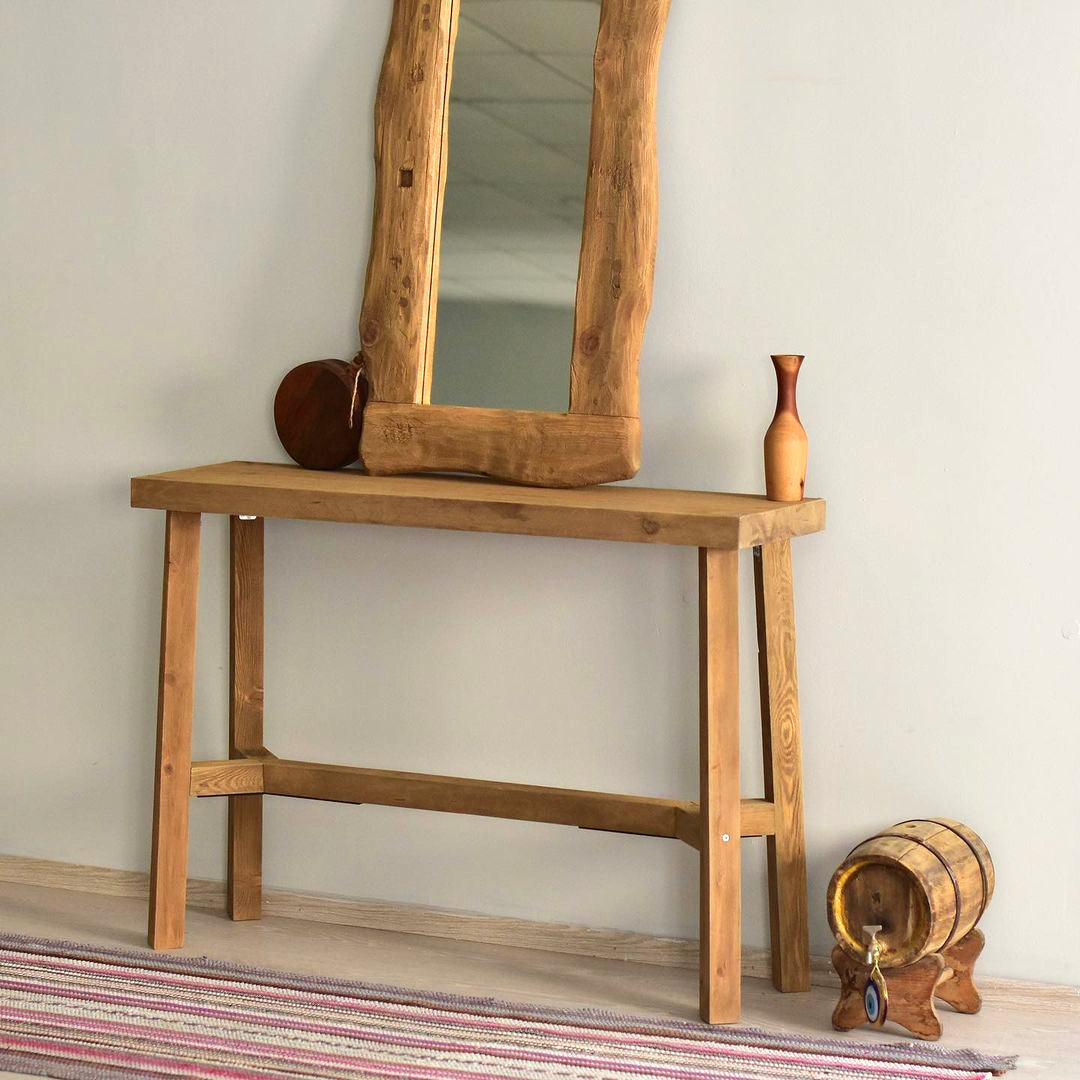 Mirrored Console Table, Unique Rustic Reclaimed Solid Wood, Custom Farmhouse Hallway Sofa Entrway Table Wooden Solid Foyer Entry Table