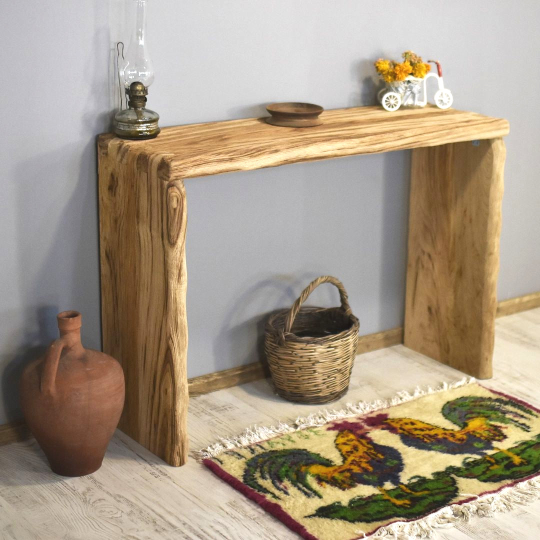 Burl Wood Console Table, Rustic Reclaimed Solid Wood, Custom Farmhouse Hallway Sofa Entrway Wooden Solid Foyer Dresser Entry Table