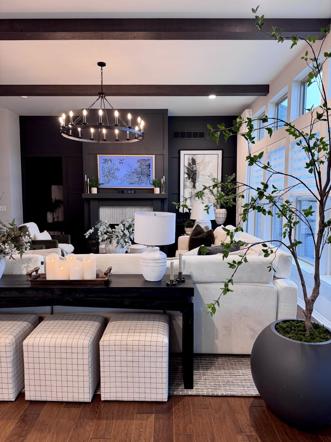 Rustic Wooden Black Console Table, Double Top, Reclaimed Solid Wood, Dresser Table